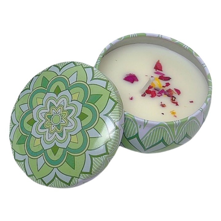 Lumanare parfumata anti-stres, lamaie, ceara de soia, 160g, recipient metalic