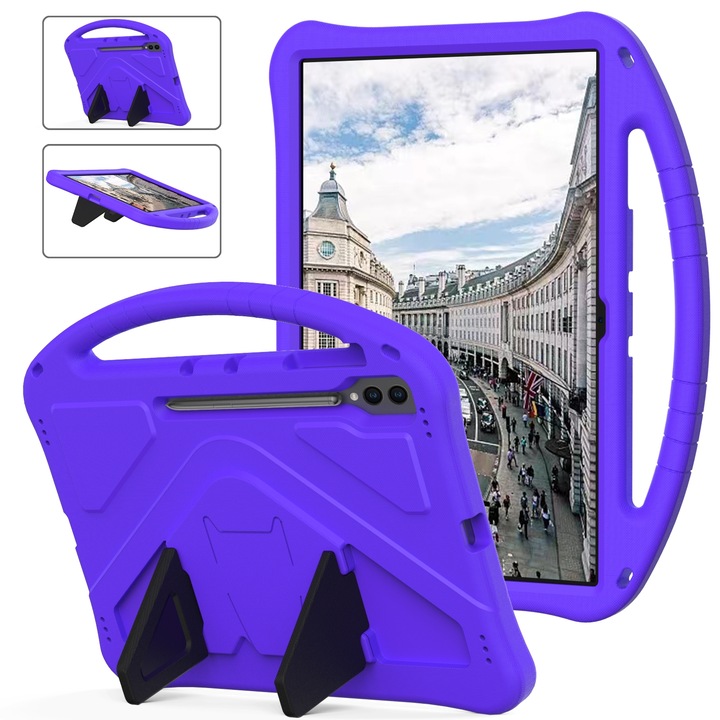 Husa tableta compatibila cu Samsung Galaxy Tab S10 Ultra 14.6, EVA rezistent la socuri, cu suport, Violet