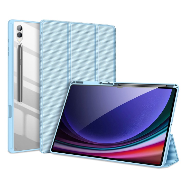 Husa tableta compatibila cu Samsung Galaxy Tab S10 Ultra, piele antiderapanta DUX DUCIS TOBY, functie sleep/wake, albastru
