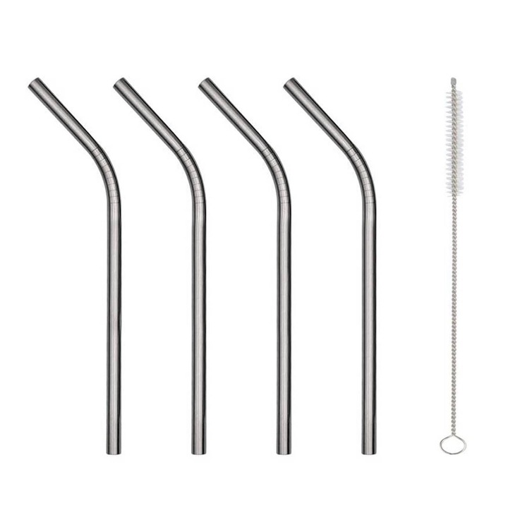 Метални сламки Freddo за многократна употреба с четка за почистване Ø5x145 мм - 4 бр.