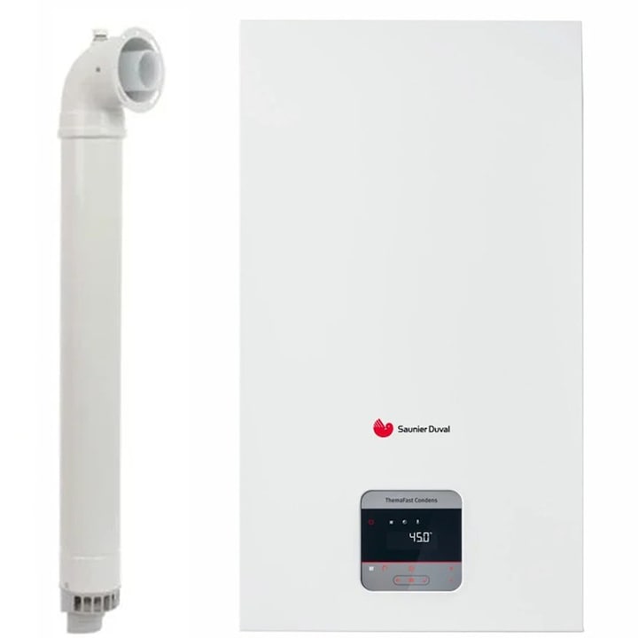 Centrala termica pe gaz/GPL in condensare Saunier Duval ThemaFast Condens 35 kW, debit 16.6 l/min, protectie IPX4D, Kit evacuare inclus