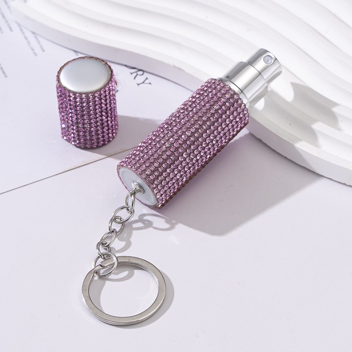 Cutie de pastile portabila si rezistenta la apa, Breloc multifunctional cu cristale stralucitoare organizator mic pentru medicamente, usor de transportat si accesibil rapid, fabricat din materiale durabile pentru protectia pastilelor. Roz