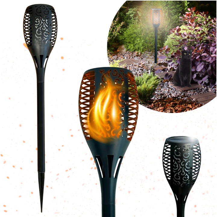 BLIXTAR lampa solara LED efect flacara dansanta 33 LED IP65 iluminat decorativ pentru gradina terasa alei balcon curte