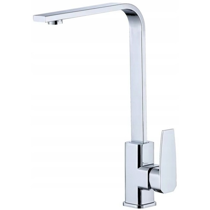 Baterie bucatarie chiuveta inalta cromata pe blat robinet montaj complet baterie zavoare inox lucioasa eleganta moderna robinet chiuveta bucatarie stativa flexibila rotativa mixer apa rece calda robinet zlew