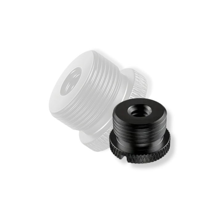 Adaptor pentru Suport Microfon CR|GAS® din Aluminiu, Filet Mama 1/4" la Filet Tata 5/8", pentru Stativ Microfon, Trepied de Camera si Echipamente de Inregistrare Sonora, Adaptor de Inalta Rezistenta, Negru