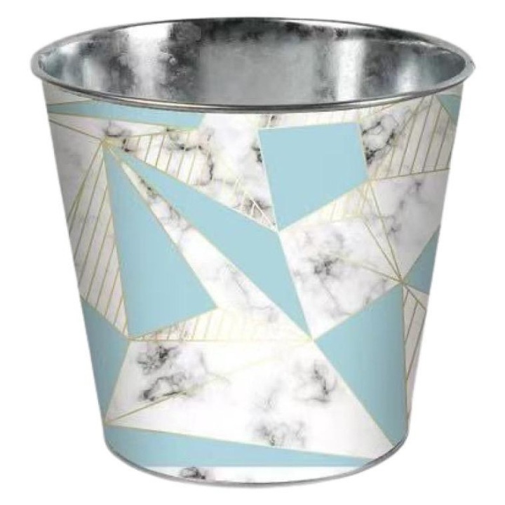 Ghiveci, Omg, metal, albastru/alb, 10x10 CM