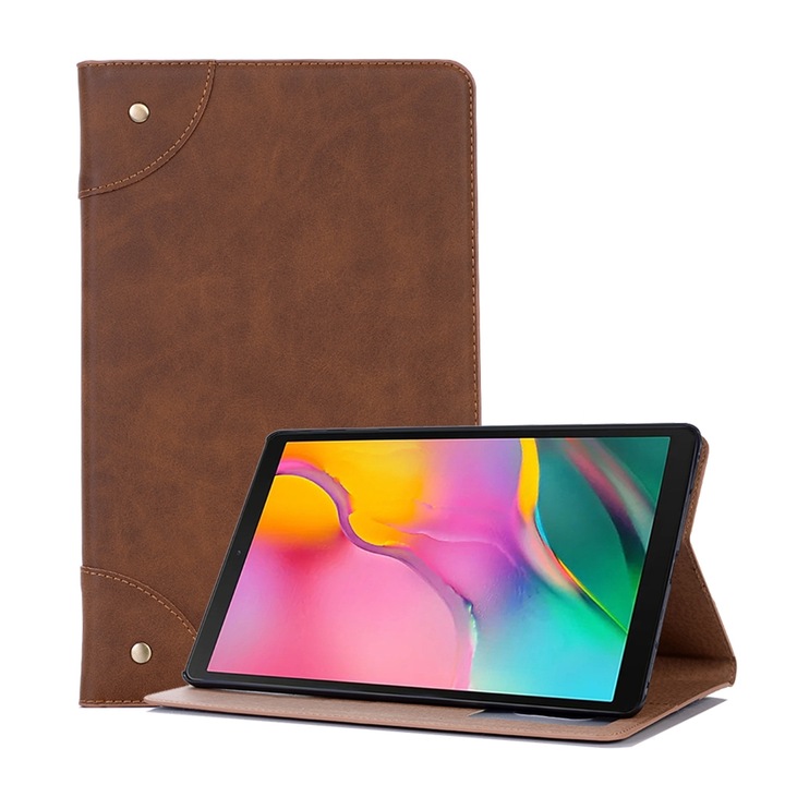 Husa tableta compatibila cu Samsung Galaxy Tab A 10.1, 2019 T510 / T515, piele flip orizontal retro, cu suport si sloturi pentru carduri si portofel, Mar