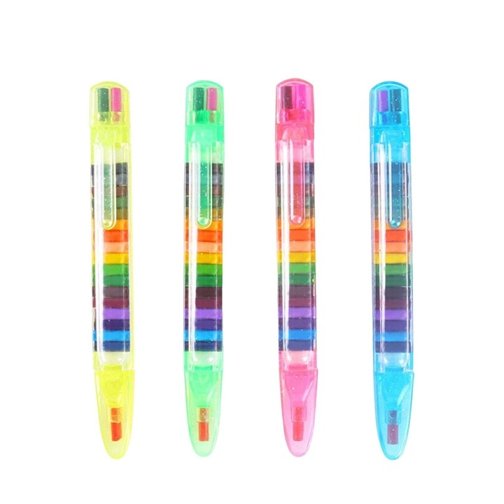 Set 4 Creioane Acuarela, TREXORA, 20 Culori Vibrante, Non-Toxice, Grip Confortabil, Multicolor