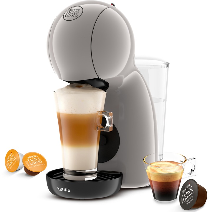 Кафемашина с капсули Krups NESCAFE® Dolce Gusto® Piccolo XS KP1A3AF0, 1600W, 15 бара, Резервоар за вода 0.8 л, Над 30 топли или студени напитки, Еко функция, Сметана