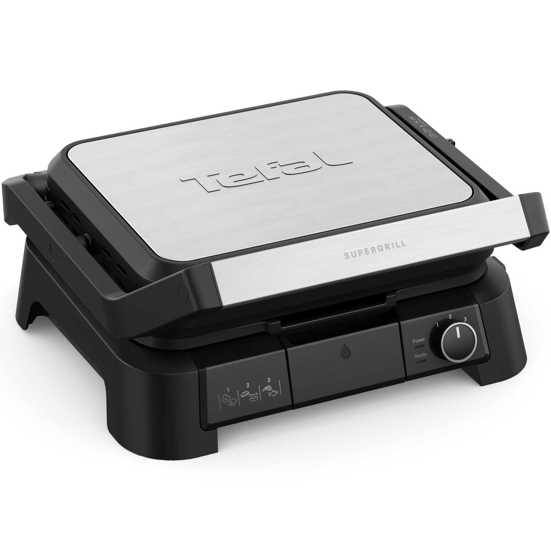 Gratar electric multifunctional Tefal SuperGrill 3 in 1 GC510DE0, 2000W, placi detasabile, invelis antiaderent, 3 trepte de temperatura, functie tip cuptor & barbeque, suprafata de