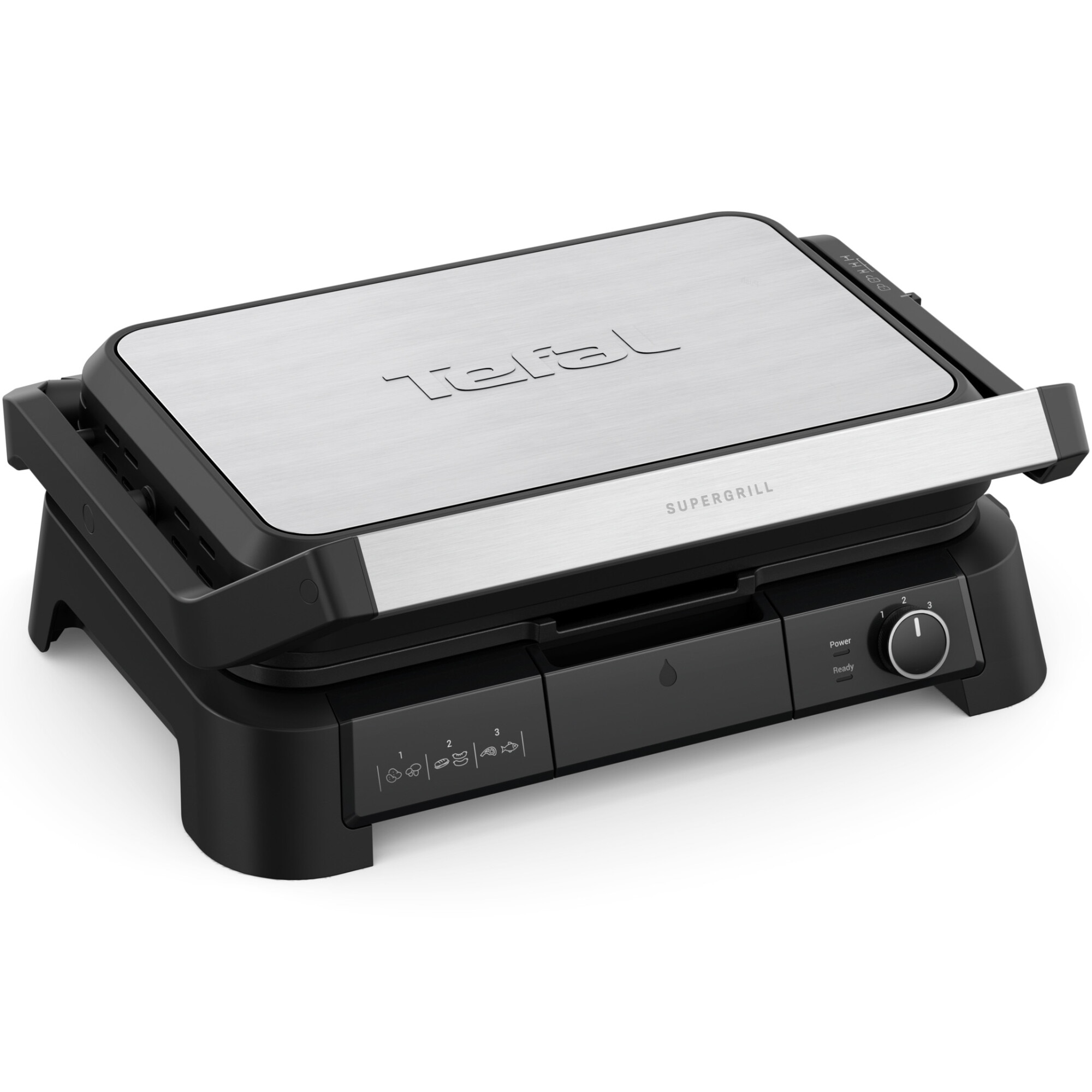 Gratar electric multifunctional Tefal SuperGrill 3 in 1 XL GC520DE0, 2000W, placi detasabile, invelis antiaderent, 3 trepte de temperatura, functie tip cuptor & barbeque, suprafata