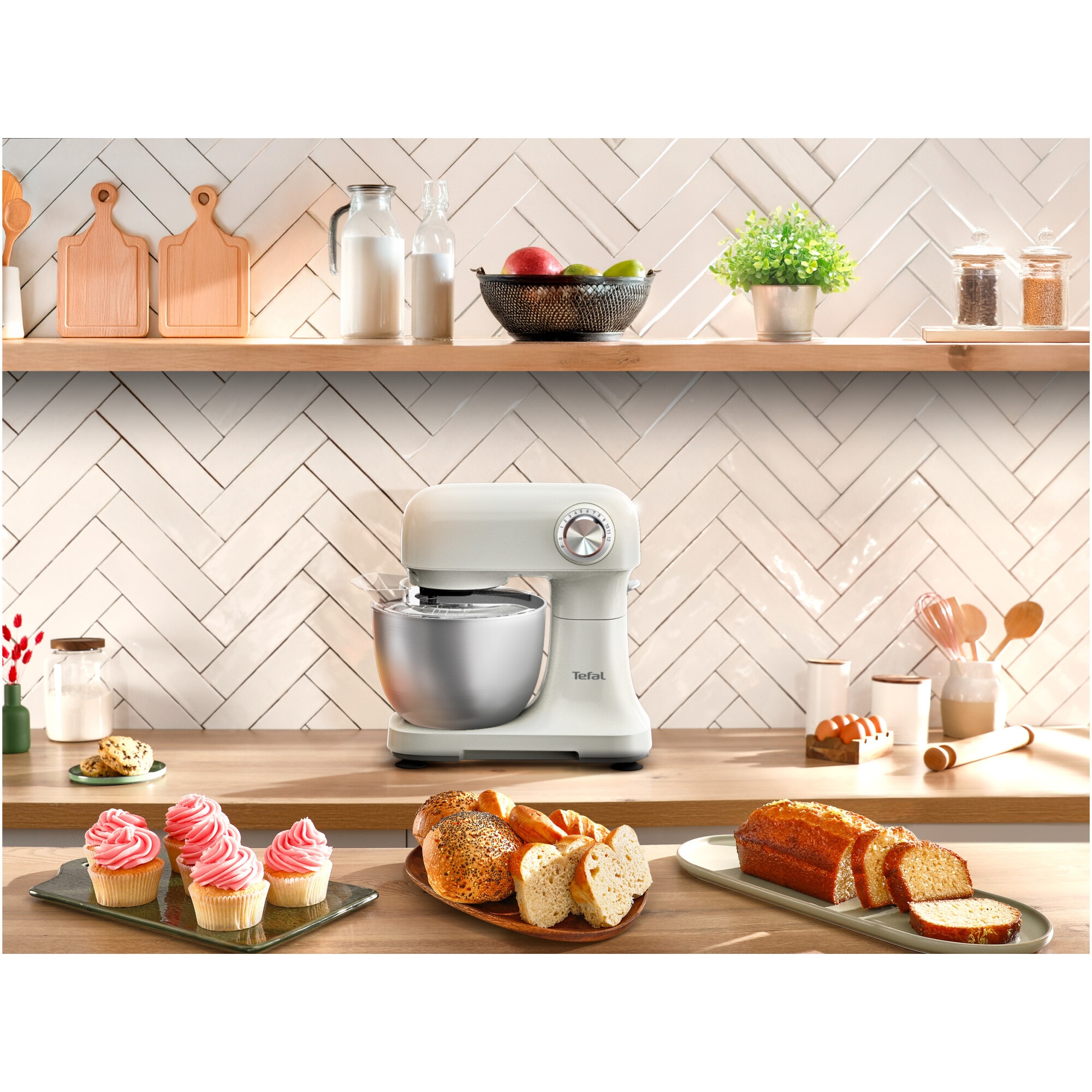 Tefal QB1108 Oh My Cake keukenmachine, 5 snelheden en turbofunctie, 300W vermogen, 4L kom inhoud