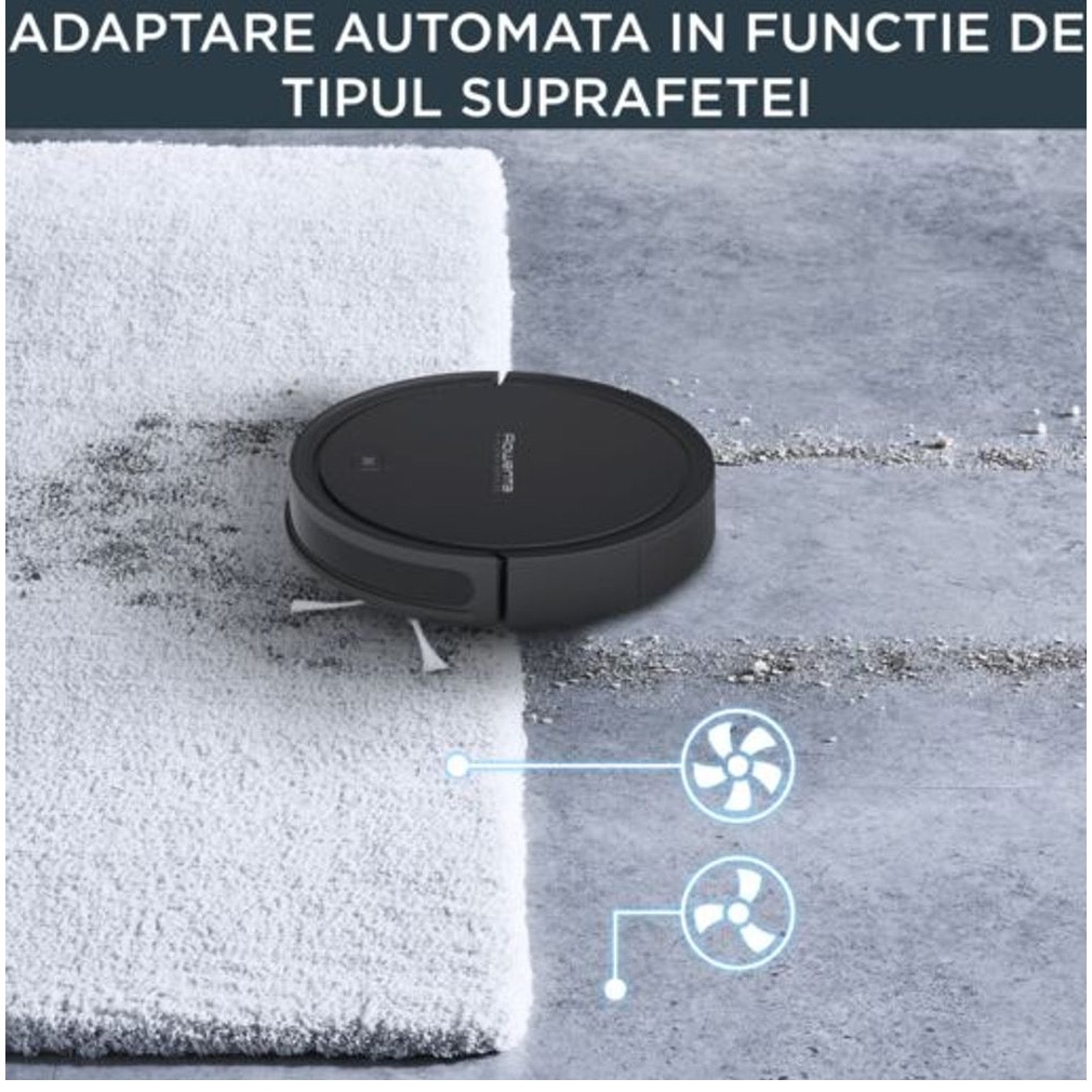 Robot de aspirare Rowenta X-Plorer Serie 50 RR7375WH, aspirator si mop, 120 min, 3 senzori, 14.8V, statie de incarcare, curatare 4 in 1, mop Smart Aqua Power, Wi-Fi, negru
