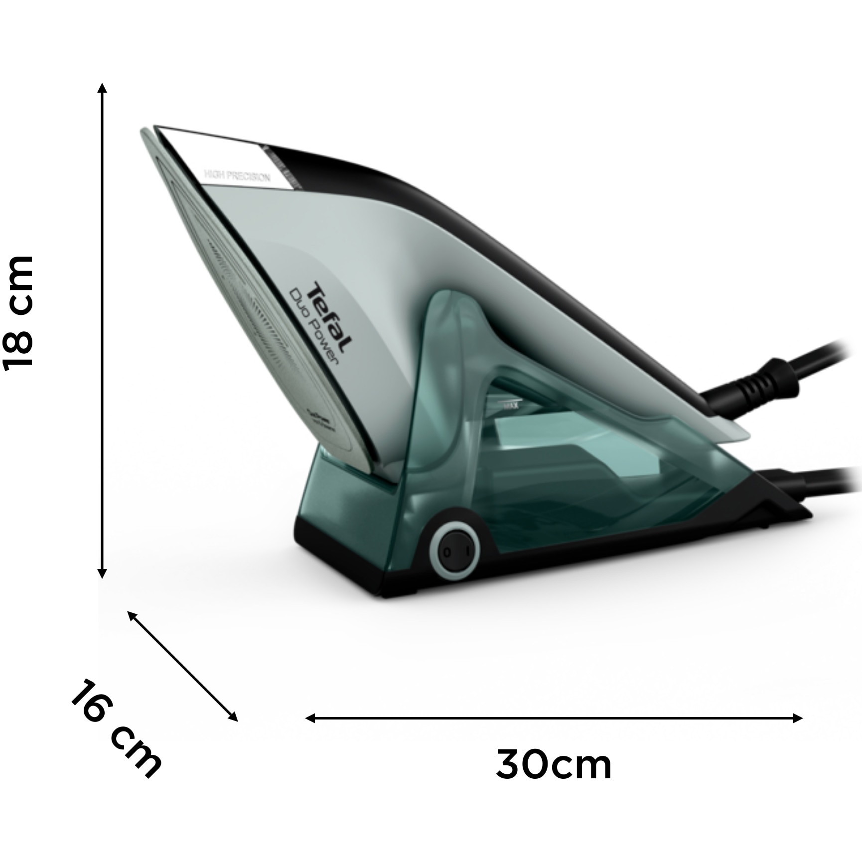 Aparat de calcat vertical cu abur 2 in 1 Tefal Duo Power JF4031E0, 1700W, jet abur 180 g/min, abur variabil 0 - 25 g/min, rezervor apa 400 ml, talpa ceramica, oprire automata, incalzire rapida in 30s, verde & negru