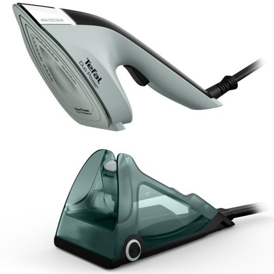 Aparat de calcat vertical cu abur 2 in 1 Tefal Duo Power JF4031E0, 1700W, jet abur 180 g/min, abur variabil 0 - 25 g/min, rezervor apa 400 ml, talpa ceramica, oprire automata, incalzire rapida in 30s, verde & negru