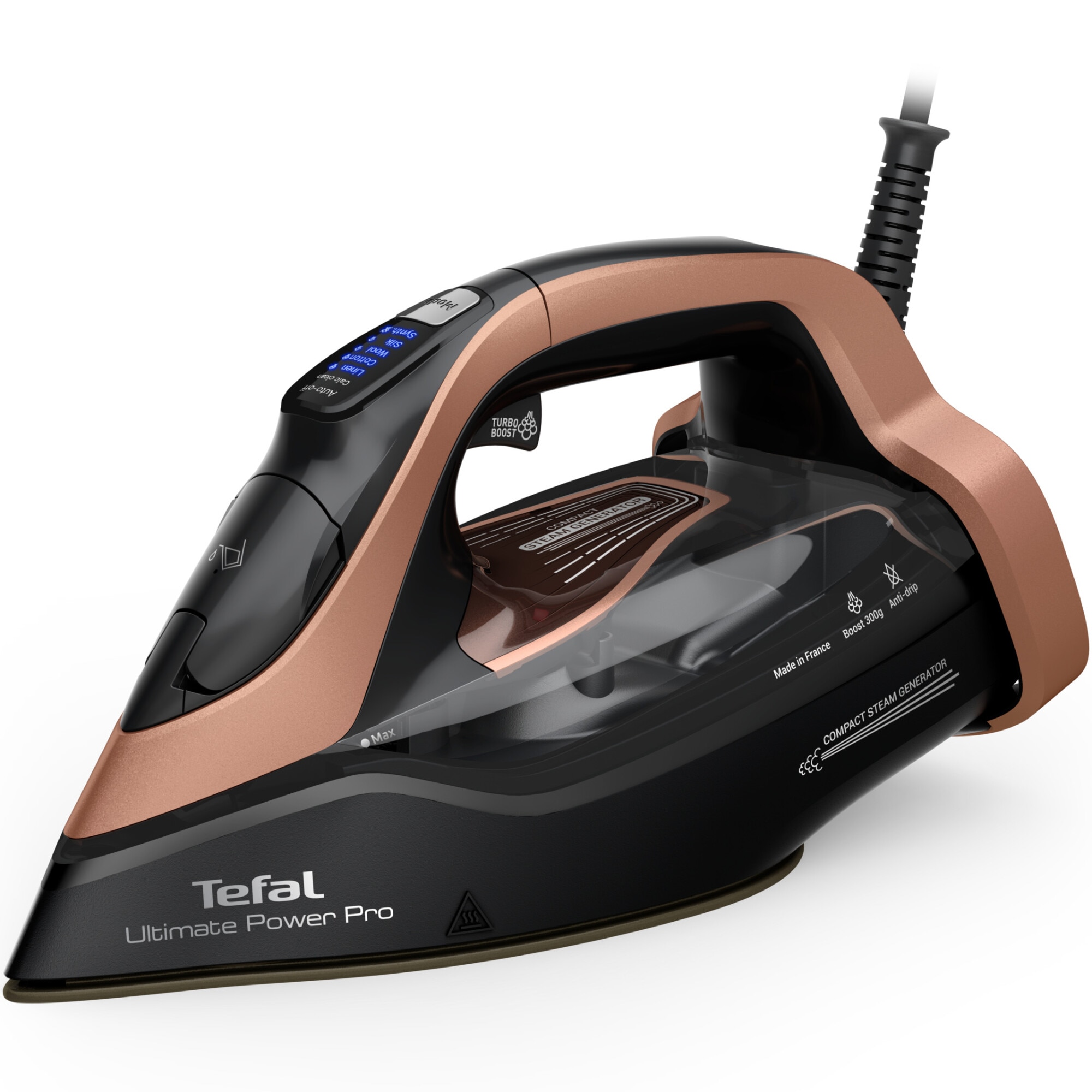 Fier de calcat Tefal Ultimate Power Pro, 3200W, abur constant 85g/min, abur suplimentar 300g/min, capacitate rezervor 350ml