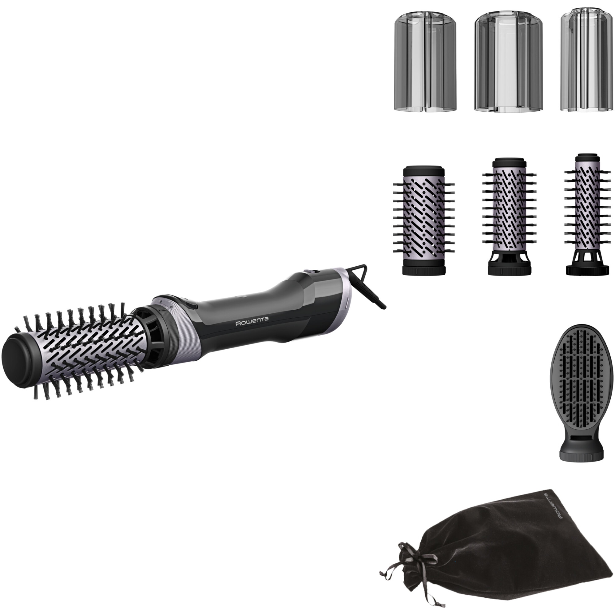 Perie rotativa cu aer cald Rowenta Brush Activ UB9534F0, 1000W, 2 trepte de viteza/temperatura, 2 perii rotative 40/50mm, 1 perie de 30 mm, 1 perie paddle, husa inclusa, functie je