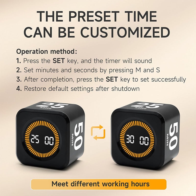 Ceas Timer Ceas de bucatarie, Timer Cub Vizual, Negru, 5x5x3.8cm - eMAG.ro