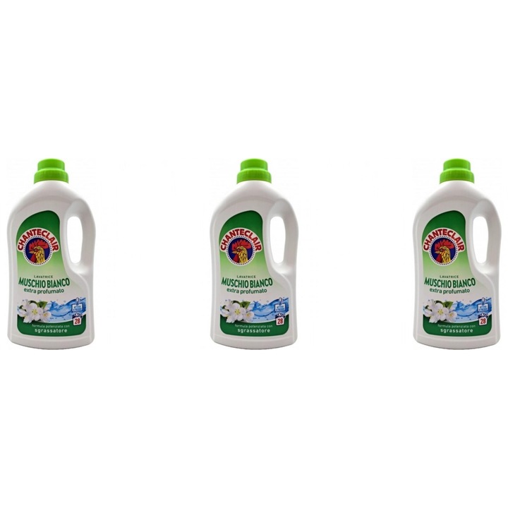 Detergent lichid Chanteclair cu musc alb 28spalari, 3 bucatiX1260 ml