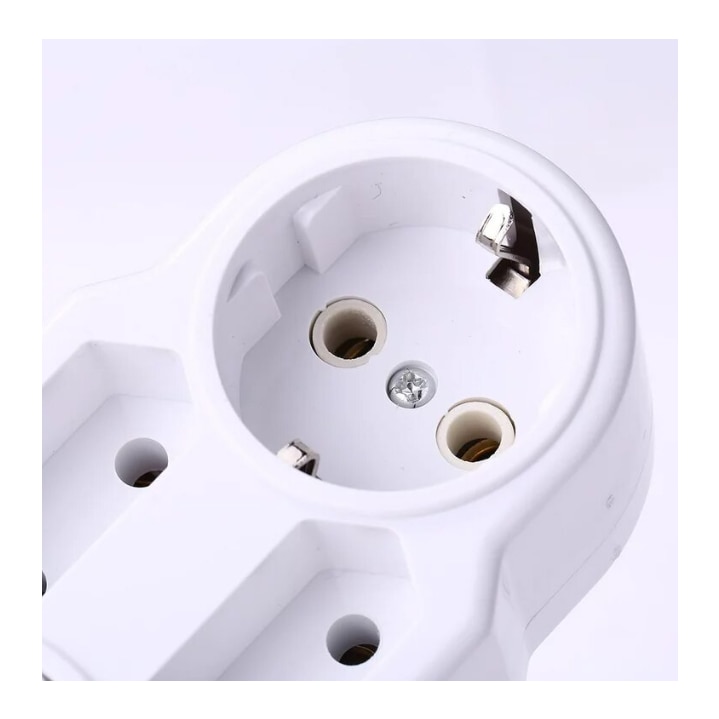 Stecher Triplu Dali Suco 2P+2P Euro, Alb, 120x60x40mm, cu Inele de