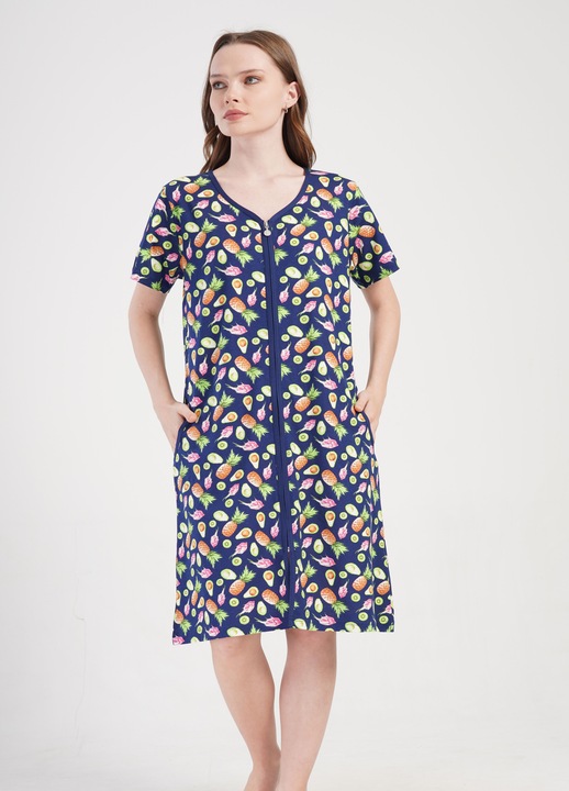 Halat bumbac cu fermoar Vienetta, Frutti, multicolor, 2XL