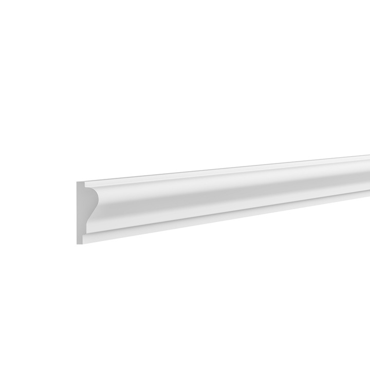 Brau decorativ din polimer rigid Renovum, RM37-15, material durabil HDPS, 37x15x2000 mm, lavabil, alb