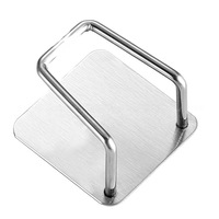 Organizator bucatarie Flippy cu adeziv, carlig-suport pentru burete, accesorii bucatarie, 5x5x3,5 cm, otel inoxidabil, gri