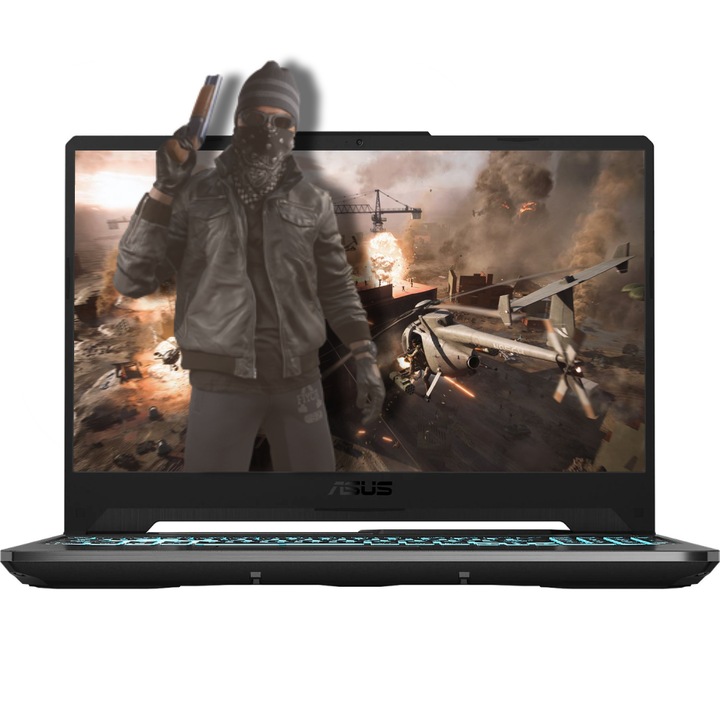 Asus TUF Gaming A15 Gamer Laptop, AMD Ryzen 5 7535HS, 8GB DDR5 Memória, 512GB SSD, 15.6" FullHD, 144Hz Kijelző, Nvidia RTX 3050, Magyar billentyűzet, Fekete, Vírusírtó, Böngésző, Windows 11 Pro