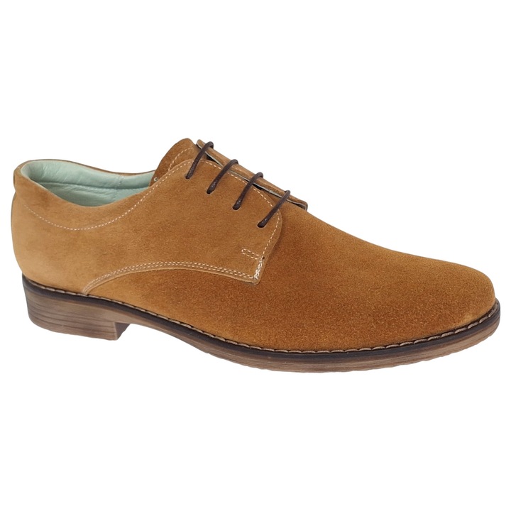 Pantofi barbati casual din piele naturala - 855, Maro camel