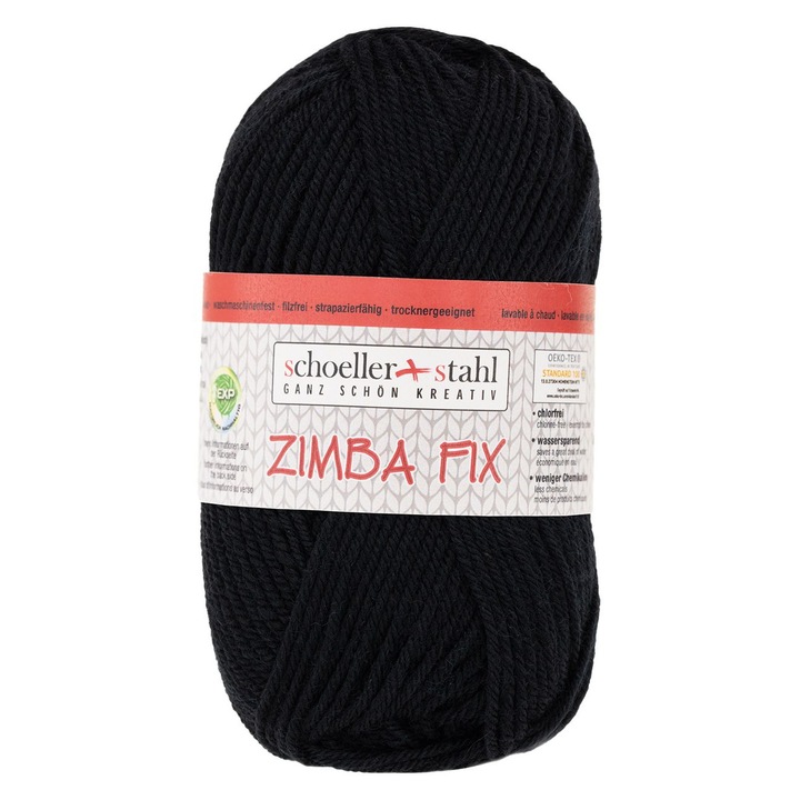 80% gyapjú fonal, rusztikus megjelenés kötéshez és horgoláshoz, közepes fonalvastagság, 50g, 87m, Zimba Fix Scholler Black 90138-121