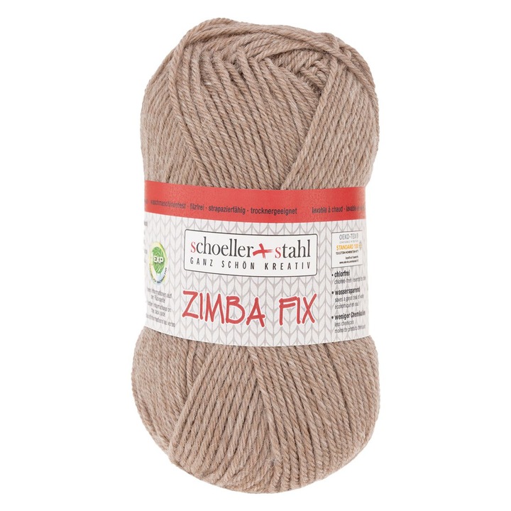 80% gyapjú fonal, rusztikus megjelenésű kötéshez és horgoláshoz, közepes vastagságú, 50g, 87m, Zimba Fix Scholler Homokbézs 90138-22