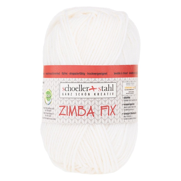 80% gyapjú fonal, rusztikus megjelenés kötéshez és horgoláshoz, közepes fonalvastagság, 50g, 87 m, Zimba Fix Scholler Fehér 90138-20