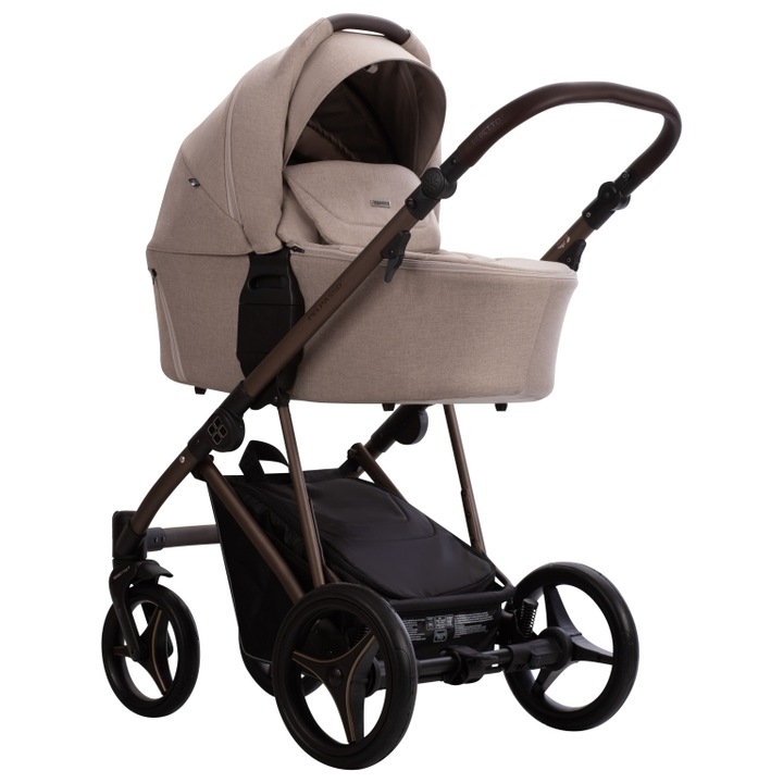 Carucior Bebetto Pelpasso 2in1, maro, 0-22 kg, cu maner reglabil si copertina spatioasa