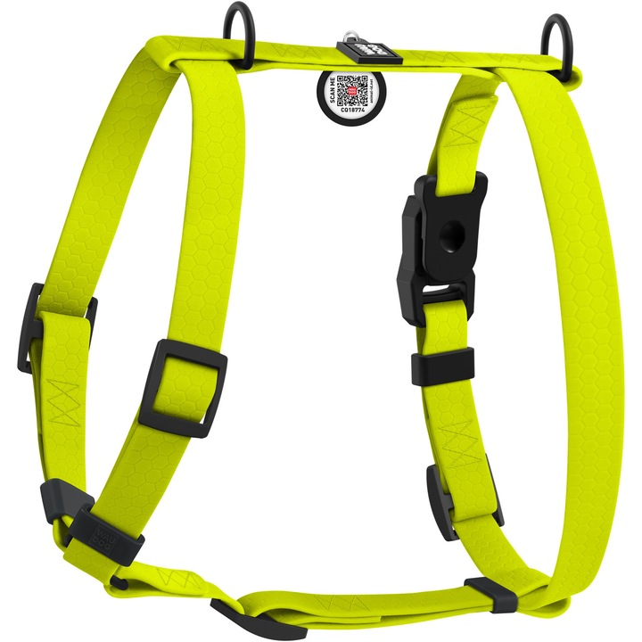 Ham pentru caini, WAUDOG Magnet, impermeabil, anatomic in forma de H, cu pasaport QR, catarama magnetica fastex, lamaie, S