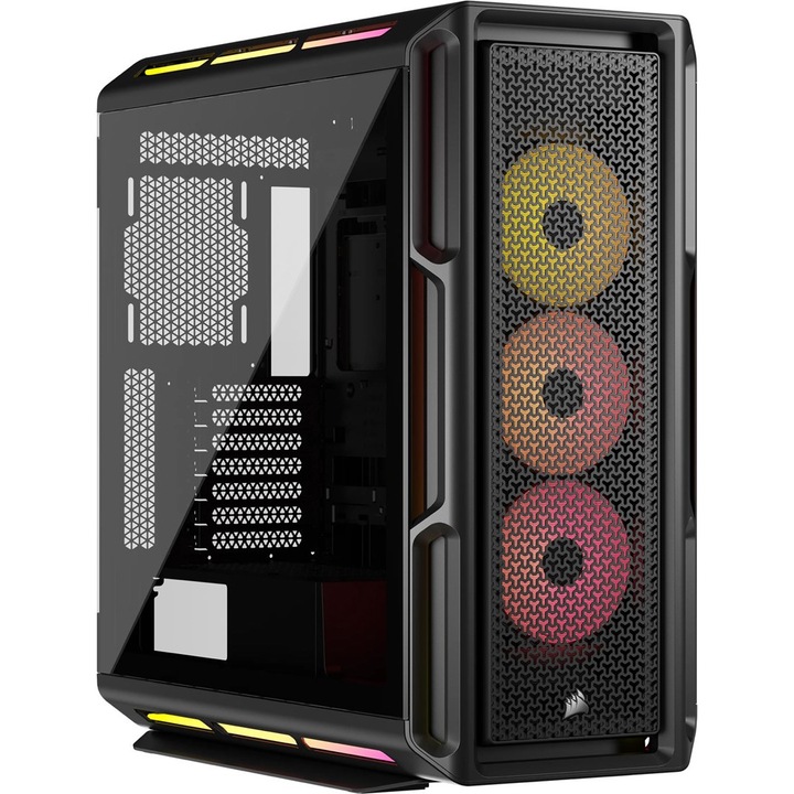 Corsair iCUE LINK 5000T LX RGB PC кутия, Midi Tower, 3 вентилатора 120 mm, многоцветно осветление, черен, 255x550x545 mm