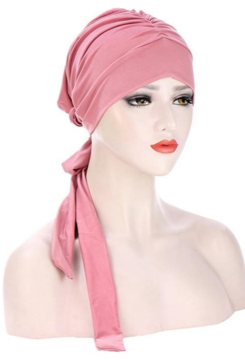 Turban elegant de dama, din poliester, tip hijab, marime universala, culoare Roz ®VERSAGO