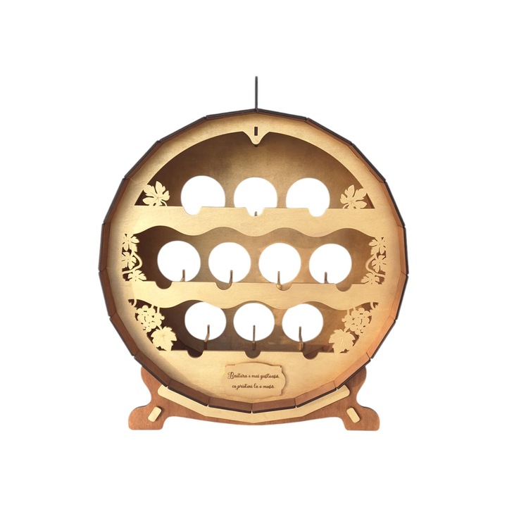 Raft pentru 10 sticle de vin din lemn, maro-auriu, 57x30x63CM