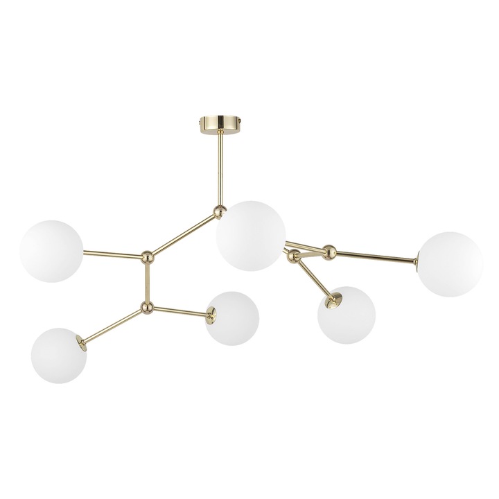 Lustra TK-Lighting FAIRY GOLD, 6 surse de lumina, alb-auriu, design elegant
