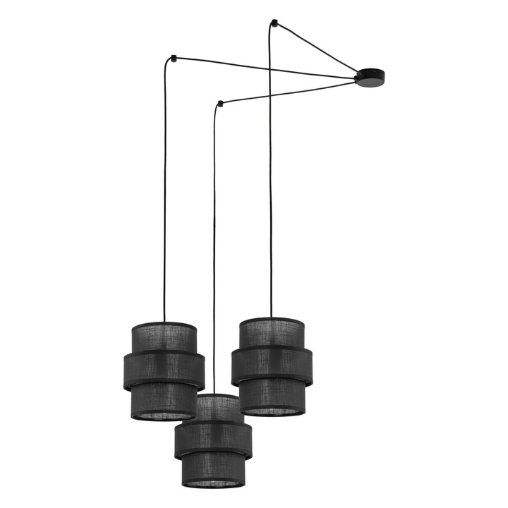 Lustra CALISTO BLACK, TK-Lighting, 3 abajururi, negru, set