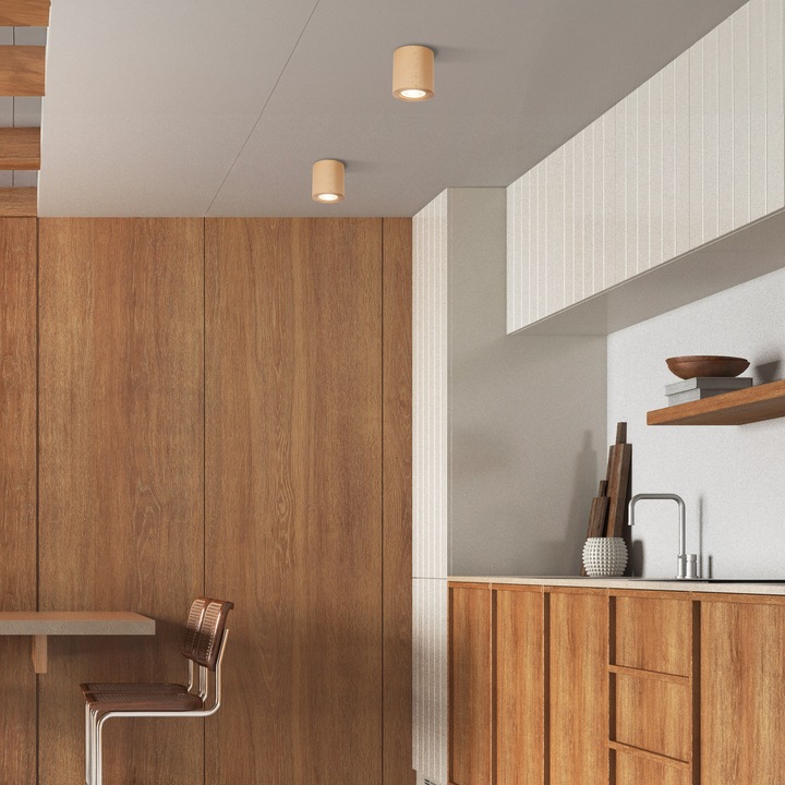 Стенна и таванна лампа EVE, TK-Lighting, дърво, модерен дизайн, 1x GU10, 30x30см