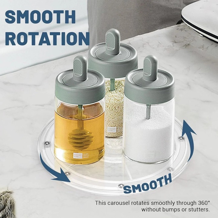 Прозрачна въртяща се стойка-органайзер Ø23.5x3.5см