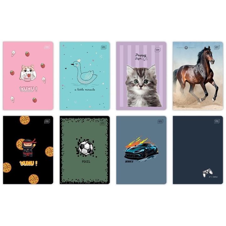 Caiet A5, Interdruk, 16K, 70g, mix UV, set 20 bucati