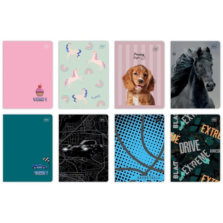 A5-ös füzetek, Interdruk, M sor, 70g, 10 db-os készlet, mix