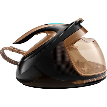 Statie de calcat Philips PerfectCare Elite Plus GC9682/80, 2700 W, Talpa T-ionicGlide, 165 g/min, Jet de abur vertical, Tehnologie OptimalTEMP, Negru/Auriu Statie de calcat Philips PerfectCare Elite Plus GC9682/80, 2700 W, Talpa T-ionicGlide, 165 g/min, Jet de abur vertical, Tehnologie OptimalTEMP, Negru/Auriu