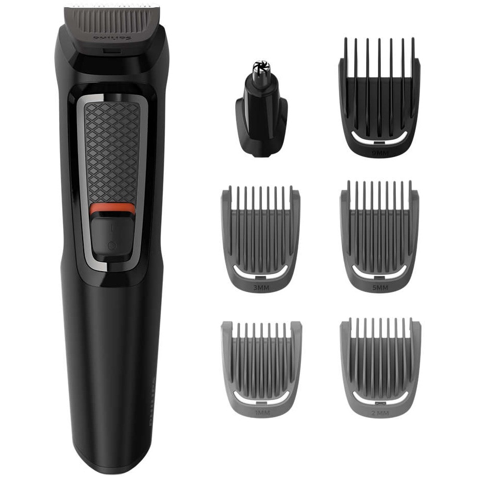 Aparat de tuns barba si parul 7 in 1 PHILIPS Multigroom MG3720/15, Lame cu ascutire, acumulator, 2 piepteni aspect nebarbierit, 2 piepteni barba, 1 pieptene par, Negru