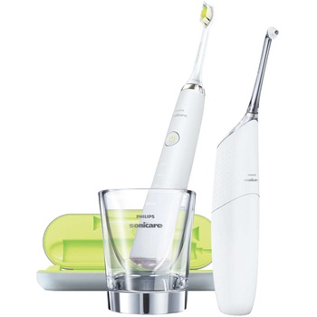 Pachet aparat de curatare interdentara Philips Sonicare AirFloss Ultra si Periuta de dinti electrica Philips Sonicare DiamondClean HX8491/01, 5 moduri, Tehnologie Philips Sonicare, Alb Pachet aparat de curatare interdentara Philips Sonicare AirFloss Ultra si Periuta de dinti electrica Philips Sonicare DiamondClean HX8491/01, 5 moduri, Tehnologie Philips Sonicare, Alb