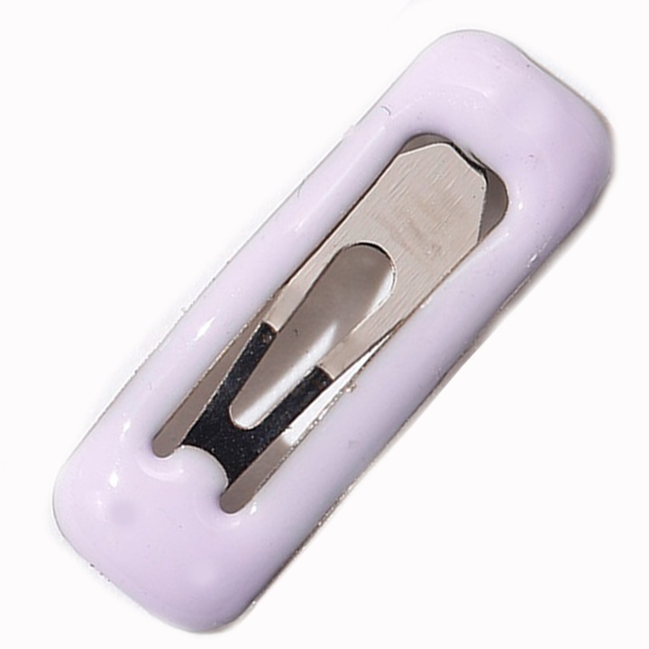 Agrafa par dreptunghiulara, plastic si metal, violet deschis, pentru coafuri rafinate