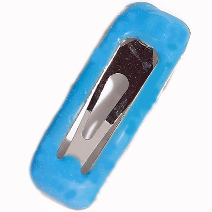 Agrafe de păr, dreptunghiulare, plastic și metal, albastru, set de 2 bucăți