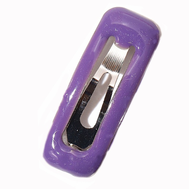 Agrafe par, dreptunghiulara, metal si plastic, violet, pentru prevenirea parului slabit si bretonului