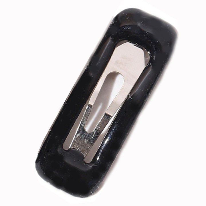 Hajcsat, műanyag és fém, téglalap alakú, a hajhullás, frufru és szálló haj megakadályozására az arcból, fekete